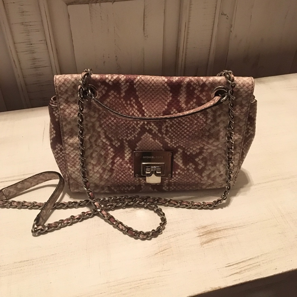 MK Snake print cross body bag.